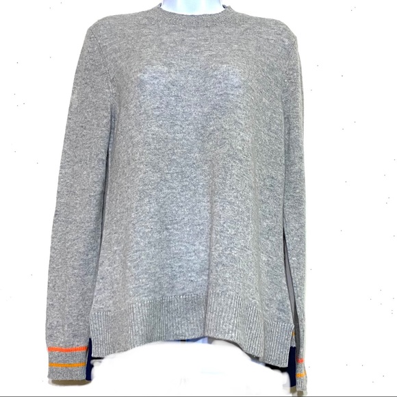 NEEDLE 100% Cashmere  pullover GRAY, NAVY & ORANGE sweater Anthropologie… - Picture 2 of 9
